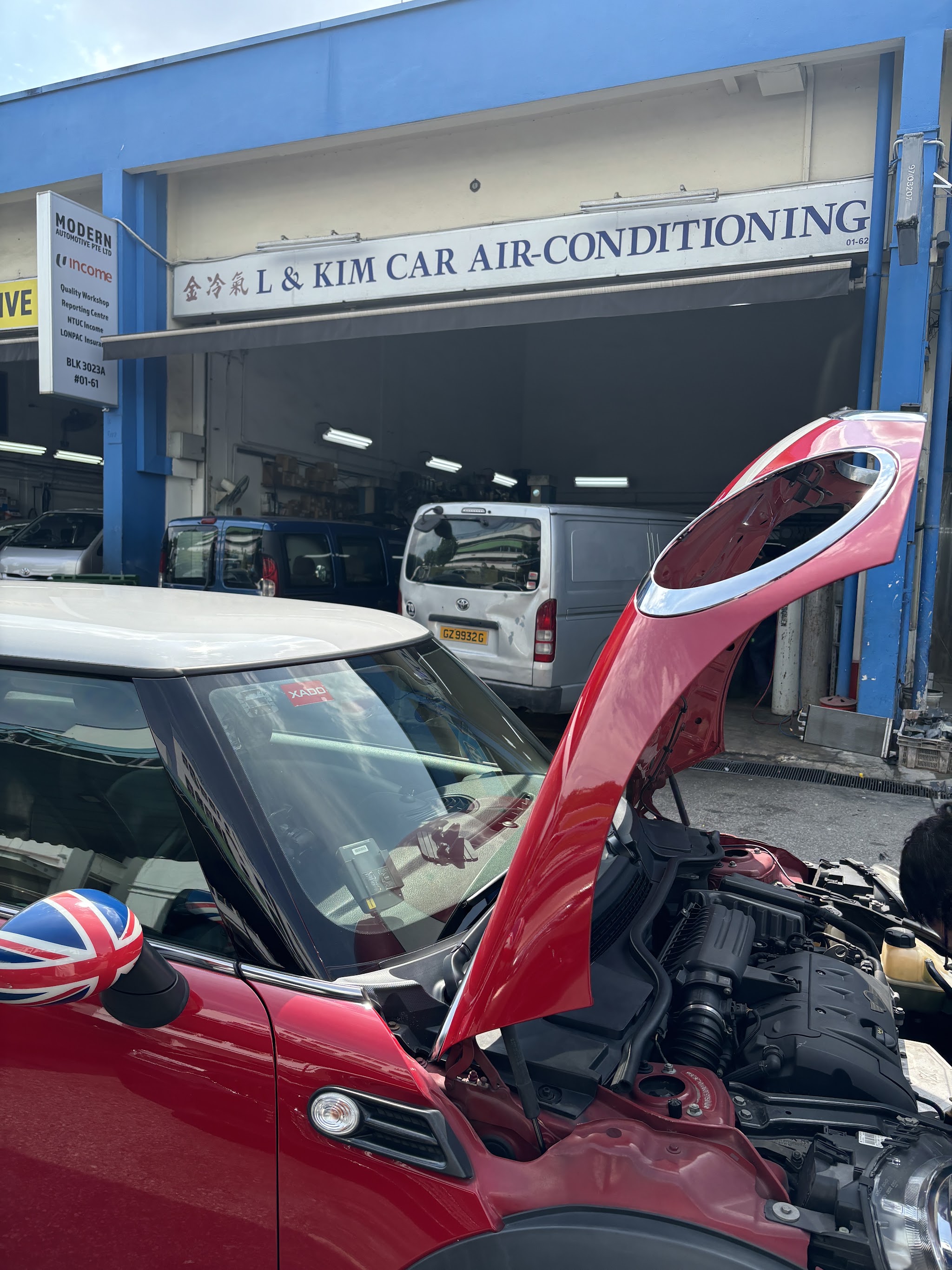 Car air-conditioning work at the Ubi Road 1 workshop